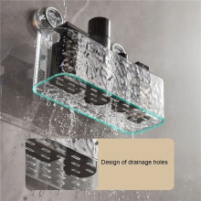 2 Pièces Support de Rangement à Ventouse Rotative Salle de Bain Boîte D'Organisation et de Rangement Murale Non Perforée Transparente, L
