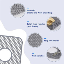 Silicone Sink Mat, 4 Pack Sink Protectors for Kitchen Sink with Rear Drain, Folding Non-Slip Heat Resistant Sink Mat