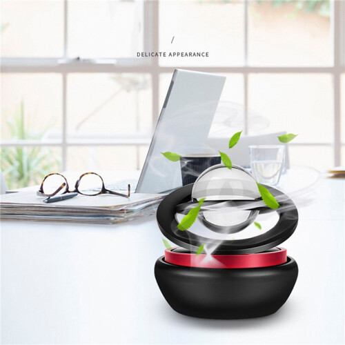 2X Car Solar Power Air Freshener, Aromaterapi Doft Diffuser Interstellar Suspension Double Ring Air Diffuser, Svart