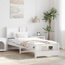 vidaXL Bed Frame with Headboard White 75 x 190 cm Engineered Wood