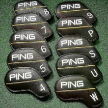 10pcs Golf Club Iron Head Cover Ping Letter Classic Yellow Line Magnetic Closure Style