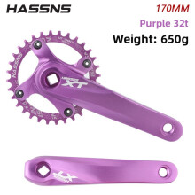 (Purple)Mountain Bike Crankset 32t 170mm Cranks With Square Tip For 9 10 11 Speed Mountain Cycling
