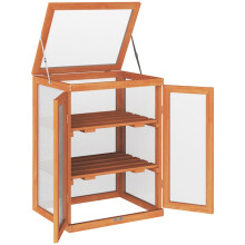 3-Tier Wooden Greenhouse with Storage Shelf