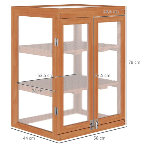 3-Tier Wooden Greenhouse with Storage Shelf 2