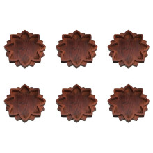 6X Lotus Crystal Tray Wooden Lotus Shape Crystal Display Tray Retro Jewelry Essential Oil Crystal Storage Box