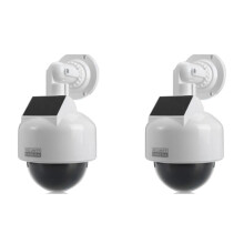 2X Simulatie Beveiligingscamera met Knipperend LED-Licht 360 Rotatie Dummy CCTV Dome Binnen-/Buitenmonitor Aangedreven