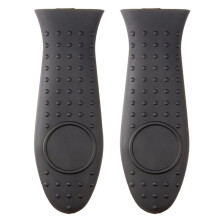 2X Support de Couvercle de Poignée de Poêle en Silicone Noir