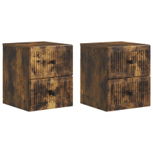 vidaXL Wall-Mounted Bedside Cabinet 2 pcs Smoked Oak 33 x 34.5 x 40 cm