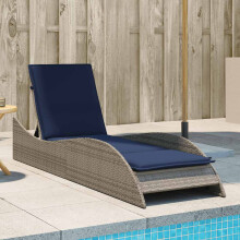 vidaXL Sonnenliege mit Auflage Grau 60x205x73 cm Poly Rattan