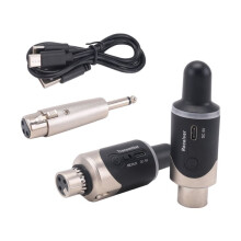 2X Nuevo Adaptador de Micrófono Inalámbrico UHF, Transmisor y Receptor XLR, Convertidor de Micrófono Inalámbrico Recargable para Entrevistas en