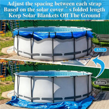 Correa Ajustable para Cubrir Piscinas Solares, Soporte de Almacenamiento A Prueba de Viento para Mantas Solares de Piscinas Elevadas Enmarcadas