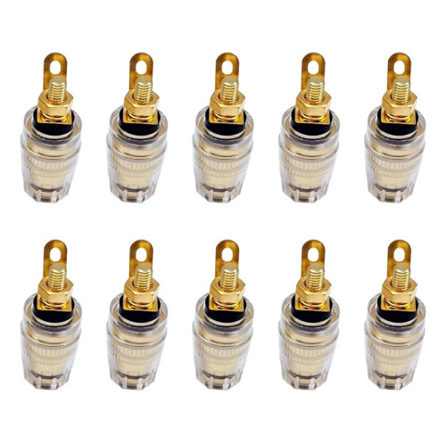 10pcs 4mm Crystal Binding Post Banana Plug Socket Connectors Imitation Gold Plated Audio Post Mounts B