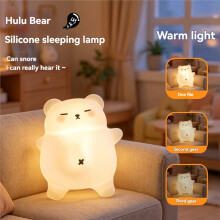 Grote Witte Beer Siliconen Slaaplamp Schattige Snurk Nachtlamp 3 Helderheidsniveaus Timer USB Oplaadbare Nachtlamp