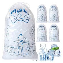 Sacchetti Ghiaccio 8 Lb con Cordoncino, 50 Sacchetti Ghiaccio per Macchina Ghiaccio, Sacchetti per Cubetti Ghiaccio Riutilizzabili e Resistenti,