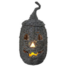 Handgeweven Rieten Spook Tafel Decor - Boerderij Halloween Ornament met Heksenhoed voor Mantelplank Porch
