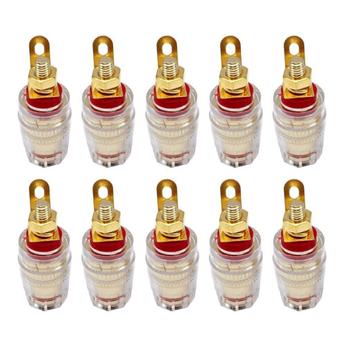 10pcs 4mm Crystal Binding Post Banana Plug Socket Connectors Imitation Gold Plated Audio Post Mounts A