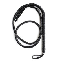 1.9m Bull Whip Leather And Suede Braided Tails Equestrian Horse Whips (black)-E-YXY