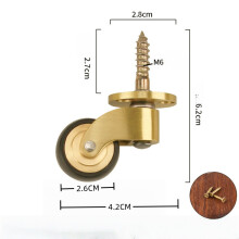 2024 Solid Brass Furniture Casters, Old Style Rubber Swivel Wheels, Wheel Diameter 26mm, Load Capacity 150kg, With Threaded S-YXY