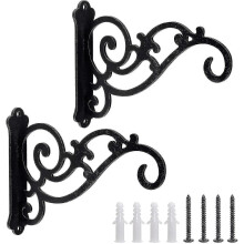 Confezione da 2 staffe da parete in acciaio al carbonio con gancio per appendere piante decorative, lanterne, luci, insegne,