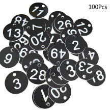 Lot de 100 étiquettes d'identification numérotées en plastique (de 1 à 100), gravées et colorées, pour porte-clés, 3,5 cm, no