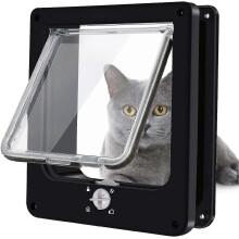 Cat Flap Magnetic Pet Door With Rotary 4 Way Lock For Cats, Kitties (medium Black)_-YXY