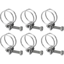 6Pcs 304 Double Wire Hose Clamp, 25-29mm Adjustable Stainless Steel Wire Hose Clips-YXY