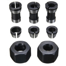8-teiliges Hochpräzisions-Spannzangenset (6 mm/6,35 mm/8 mm) für Gravier-, Trimm- und Fräsmaschinen – YXY