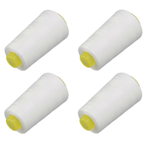 4Pcs Serger Thread White Premium Polyester Sturdy Durable Wear Resistant Widely Used White Thread-YXY 2