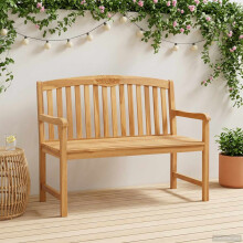 vidaXL Handcarved Rose Bench 114 x 60.5 x 95 cm Solid Teak Wood