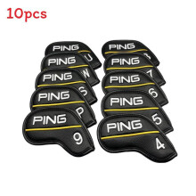 10pcs Golf Club Iron Head Cover Ping Letter Classic Yellow Line Style Magnetic Closure