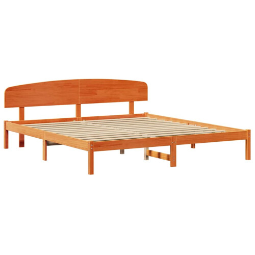 VidaXL vidaXL Bed Frame with Headboard Wax Brown 200 x 200 cm Solid Pine Wood 2