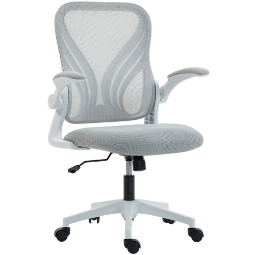 (LIGHT GREY, Mesh) Light Grey Mesh Office Chair, Foldable Backrest