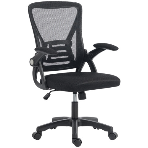 (Black, Mesh) Mesh Office Chair with Lumbar Support & Flip Arms