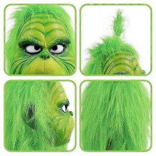 Masque et gants du Grinch vert, décoration de Noël, cosplay - YXY