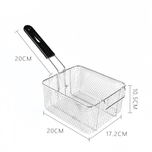 Cesta rectangular de acero inoxidable para freír y cocinar, con mango largo - YXY