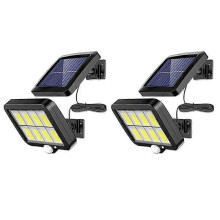 Lot de 2 appliques solaires murales 2000 lumens 160 étanches IP65 avec détecteur de mouvement filaire et projecteur de sécu