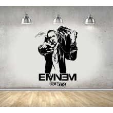 Adesivo decorativo de parede com o rapper Eminem, em vinil, para papel de parede - YXY