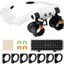 LED Headband Magnifier - 7 Lenses (3X-15X) for Crafts & Precision Work, Batteries Not Included-YXY