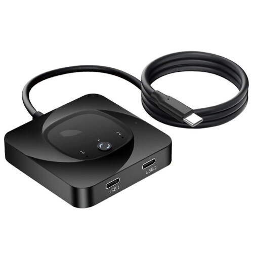 Switch KVM USB-C: 2 PCs 8K@60Hz HDR, 10Gbps, 100W PD, com 2 cabos - YXY
