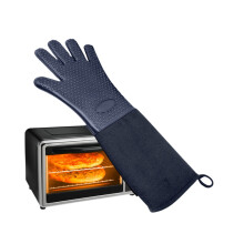 Gant de cuisine professionnel extra long en silicone noir - YXY