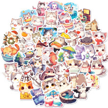 Lot de 50 autocollants Kawaii Chat pour agenda - Jolis gribouillis de style japonais pour carnets, agendas et albums de scrap