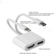 Adaptador HDMI con función de carga y entrada Lightning, compatible con la mayoría de los teléfonos Apple-YXY