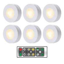 6 Pack Cordless LED Lights: Dimmable, 4000K Warm White, Battery & Remote. For Kitchen, Bedroom-YXY
