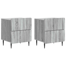 vidaXL Bedside Cabinet 2 pcs Grey Sonoma 43 x 34.5 x 49.5 cm