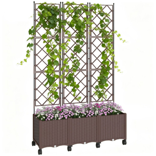 Self-Watering Raised Planter with Trellis & Wheels