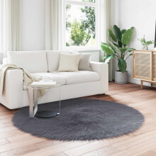 vidaXL Faux Sheepskin Rug TAFALLA Anthracite Ø 160 cm Polyester