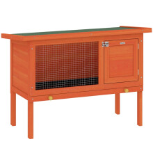 PawHut Wooden Rabbit Hutch with Asphalt Roof