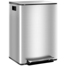 60L Dual-Compartment Stainless Steel Bin - Silver