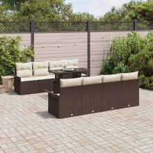 vidaXL Gartensofa-set 9 stk. Braun [Synthetisch]: Poly Rattan