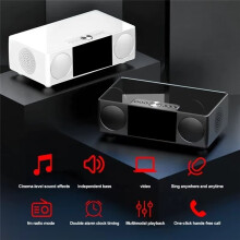 Altavoz para Cine en Casa, Sistema de Grabación de Música con Sonido K-Song, AUX, USB, TF, Despertador, Radio FM, Pantalla LED, Color